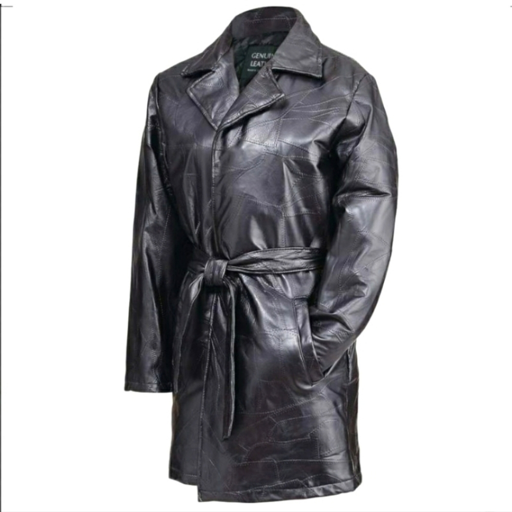 GIOVANNI NAVARRE LEATHER COMPANY Italian Stone Design Leather patchwork jacket